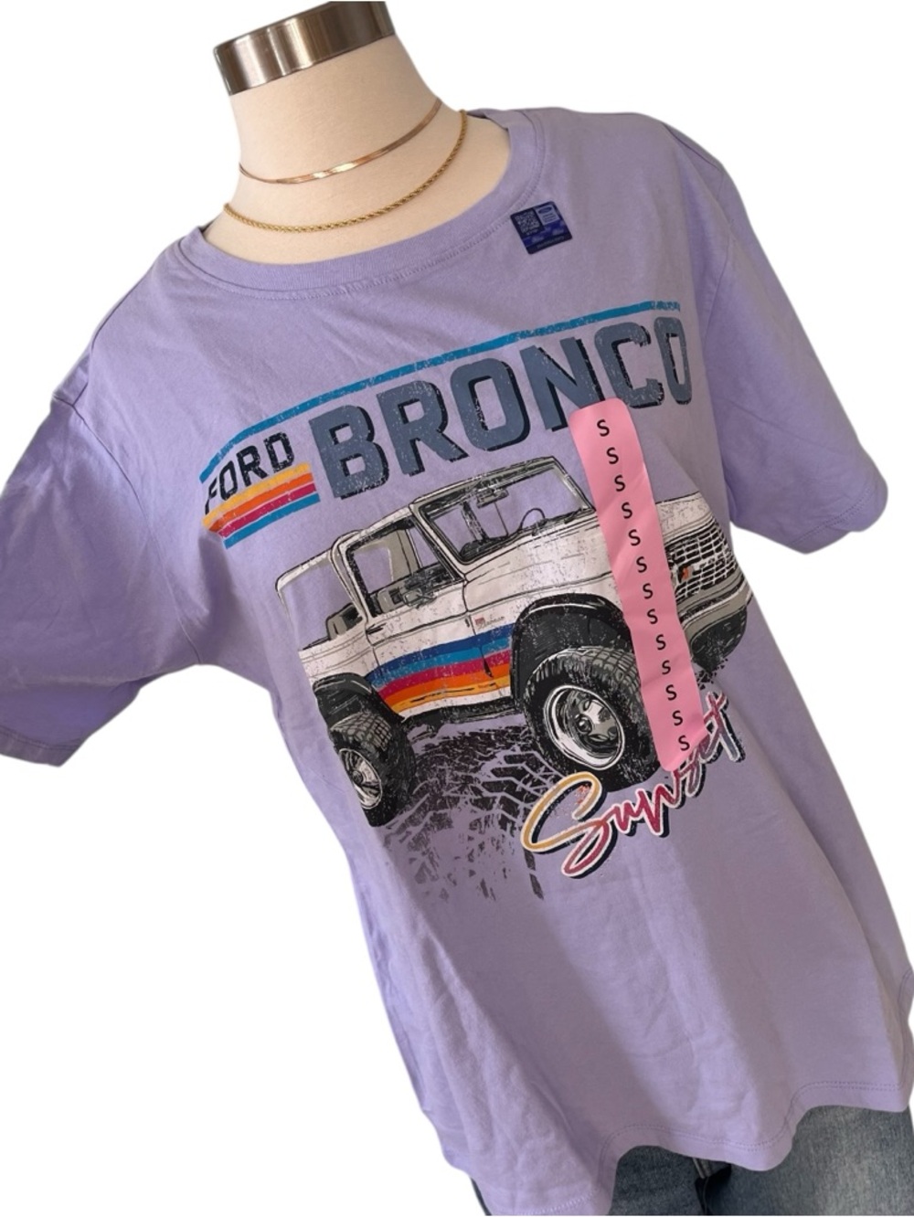 NWT Ford Bronco Sunset graphic tee lavender purple S